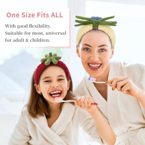 KIUEZIR 2PCS Fruit Spa Headband Soft Plush Makeup & Skincare Hair Bands