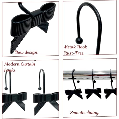 Luxape 12PCS Bow Shower Curtain Hooks - Smooth Gliding Metal Rings