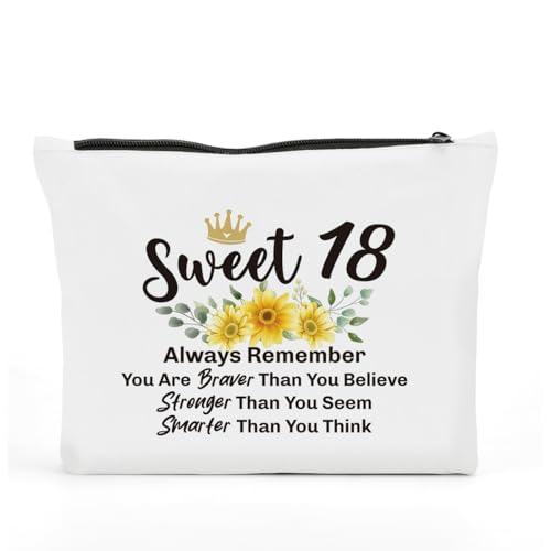 18th Birthday Makeup Bag for Girls - Funny Cotton Cosmetic Pouch