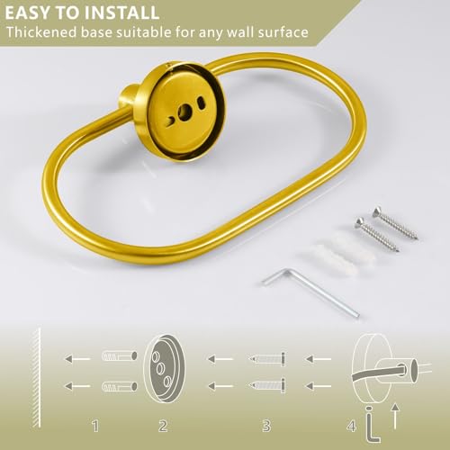 Gold Stainless Steel Towel Ring for Bathroom - Eolax Oval Design