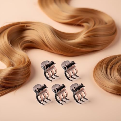 5-Piece Mini Metal Hair Claw Clips with Pearl Accents for Styling
