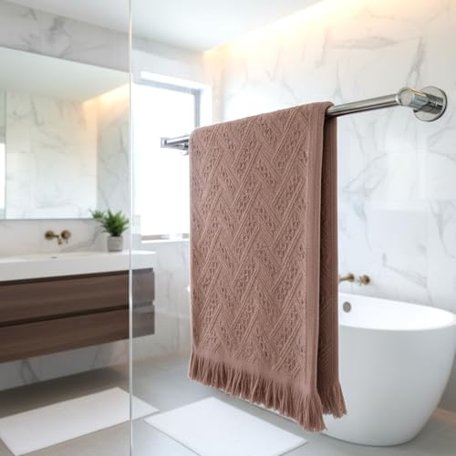 Cobee 2-Piece Cotton Hand Towel Set, Boho Brown Decorative Bathroom Towels