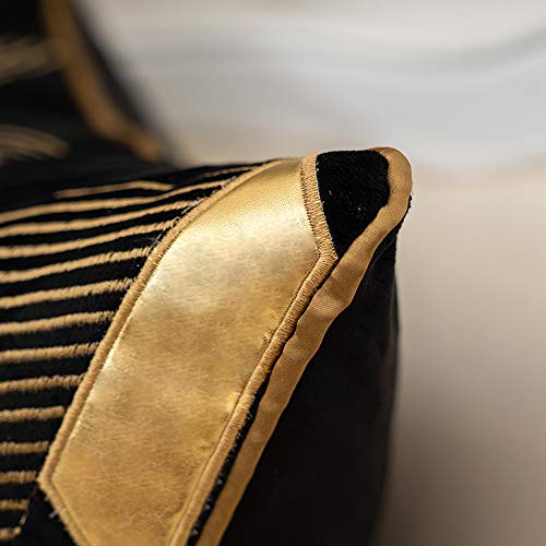 Alerfa 20x20 Inches Black Gold Striped Cushion Cover - Decorative Pillow Case for Couch & Bedroom
