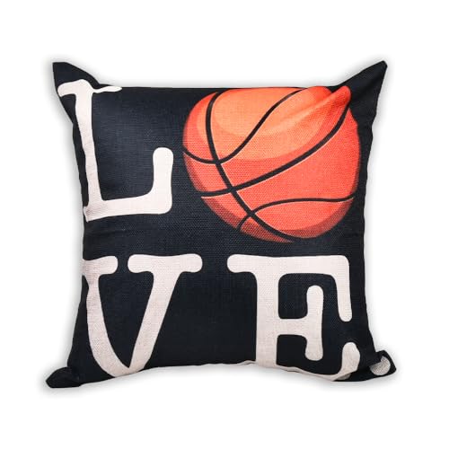 Basketball Throw Pillow Cover 18x18 Black Decorative Case