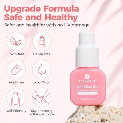 Luckyfairy Fast-Drying Gel Nail Glue for Press-on Nails 3-Pack