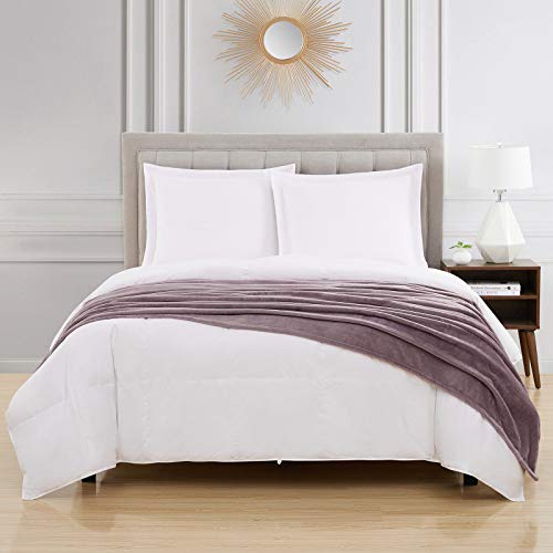 BOURINA Flannel Throw Blanket, Soft Plush Microfiber Bed Blanket, Lavender 50x60