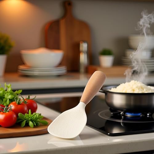Silicone Rice Serving Spoon, Standing Anti-Scalding Rice Paddle
