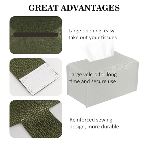 PARIERIS PU Leather Tissue Box Cover - Tall Rectangle Facial Tissue Holder