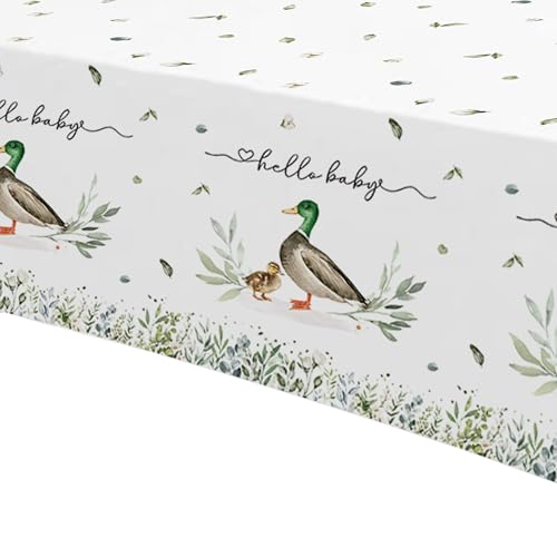 Mallard Duck Baby Shower Tablecloths - 3 Pack, 55 x 86 Inch Disposable
