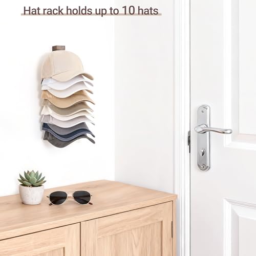 Mkono Small Wall-Mounted Hat Organizer for 10 Baseball Caps