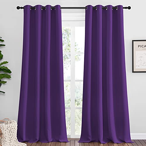 NICETOWN Royal Purple Blackout Curtains 55x96 Inches, 2-Panel Set