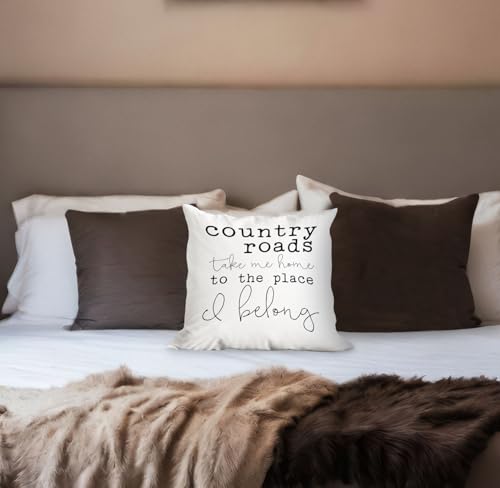 Inspirational Country Roads Throw Pillow Cover - 18"x18" Soft Corduroy Cushion for Home Decor