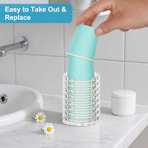 Bathroom Cup Dispenser for 3oz Mouthwash Cups - Clear Acrylic Organizer