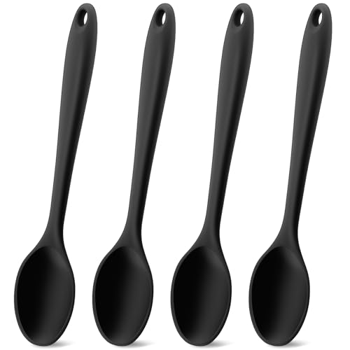 Libemskix Black Silicone Spoons Set - 4 Pcs Large Cooking Utensils