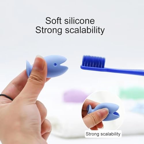 Mini Fish Silicone Toothbrush Holder Caps - 6 Pack for Travel