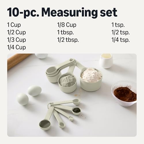 10-Piece Measuring Cups and Spoons Set - Food-Grade Plastic, Dishwasher-Safe