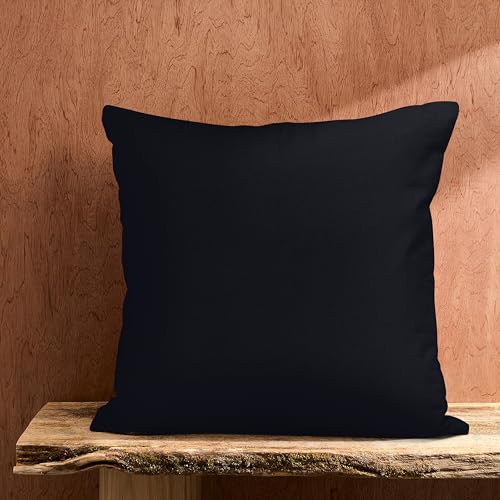 RIANGI 100% Cotton Throw Pillow Covers, 18x18 Black Cushion Covers, Set of 2