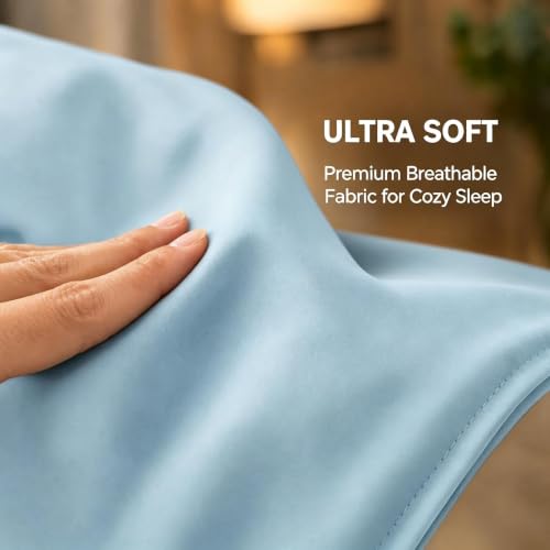 Cathay Home Standard Pillowcases, 20x30 Microfiber Set of 2 - Blue Fog