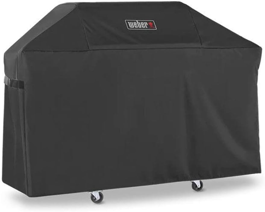 Weber Premium Outdoor Grill Cover - Water-Resistant Protection for Genesis 300 Series Gas Grills, Durable Black Fabric