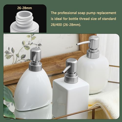 Philbinden 6-Pack Silver Soap Dispenser Pump Replacements, 28/400 Neck Size