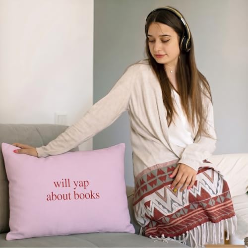 Book Lovers Pink Throw Pillow Cover 12x20 Inch - Minimalist Decor