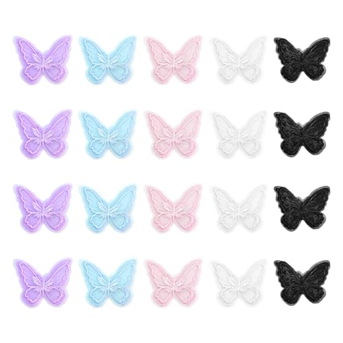 20Pcs Lace Embroidery Butterfly Hair Clips Wedding Bow Pins 5 Colors