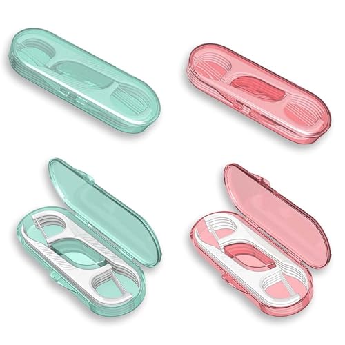Portable Dental Floss Box Travel Set with Replacement Refills 4-Pack
