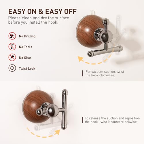ISIMEE Reusable Vacuum Suction Cup Hook - 8 lbs Capacity, No Drill