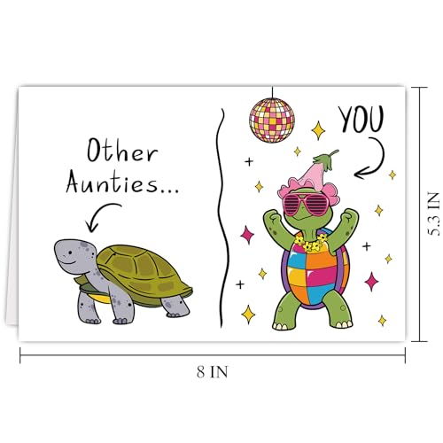 Funny Auntie Birthday Card Gift - Cute Turtle for Auntie from Niece/Nephew