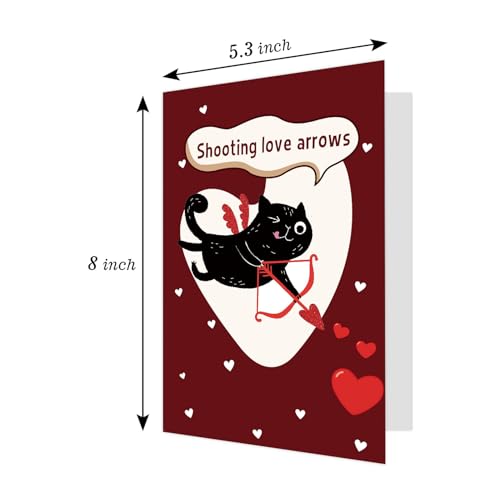 Funny Black Cat Valentine's Day Card for Couples - 8x5.3 inches