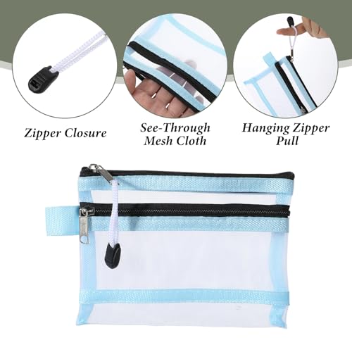 LXUEJIE 5 Pack Mini Mesh Zipper Pouches 5.7x4.3 Inch Travel Bags