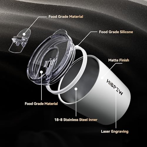 HIBREW 8oz Stainless Steel Espresso Mug - Vacuum Insulated Coffee Cup, White