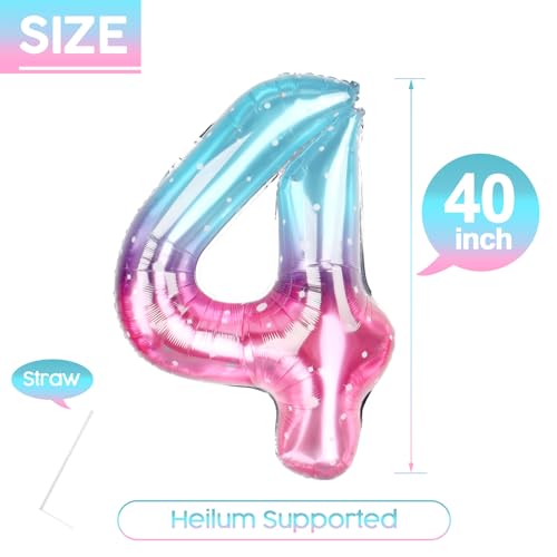 Number 4 Starry Sky Foil Birthday Balloon 40 Inch Party Decoration