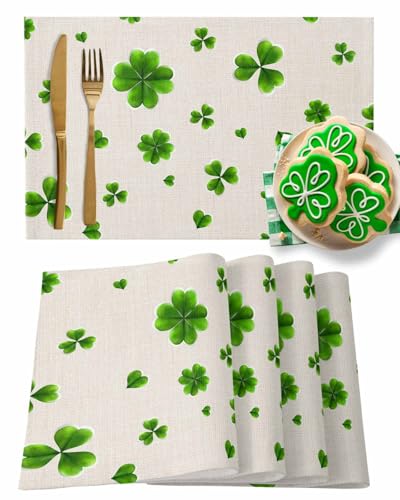 St. Patrick's Day Placemats Set of 4 Shamrock Green Table Mats