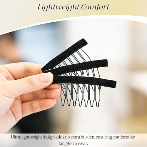 Gmlawsc 25-Piece Black 7-Tooth Wig Comb Clips - Stainless Steel