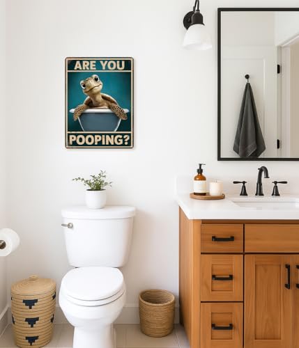 Funny Sea Turtle Bathroom Wall Sign - Are You Pooping Ocean Decor