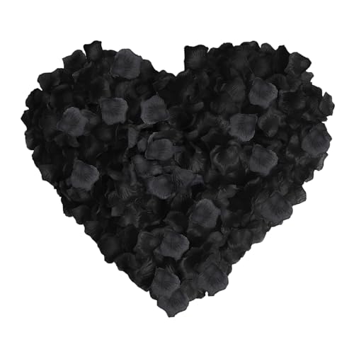 Black Silk Rose Petals - Realistic Non-Woven Flower Petals, 1000 PCS