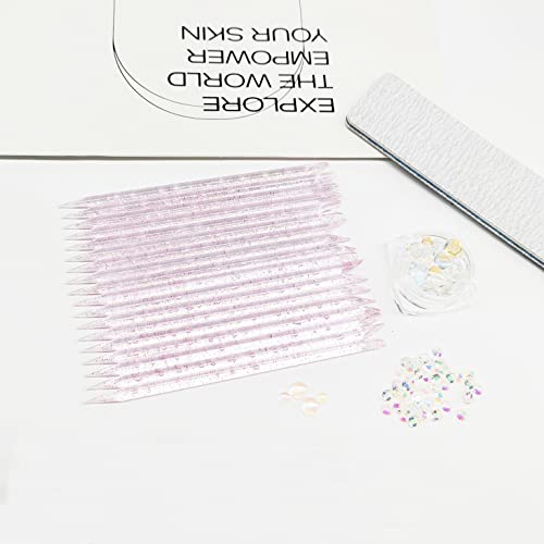 YSAFAI 100 PCS Crystal Cuticle Pusher Disposable Nail Sticks for Manicure