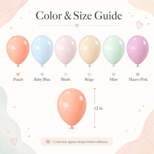 12 Inch Pastel Retro Balloons - Colorful Latex Party Balloon Decorations