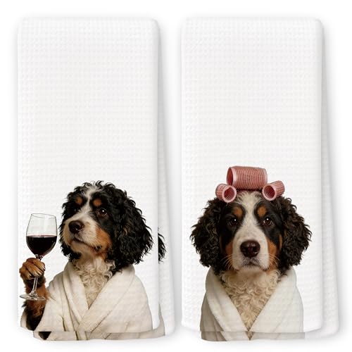Bernedoodle Bathroom Hand Towels Set of 2 Funny Dog Decor 16x24