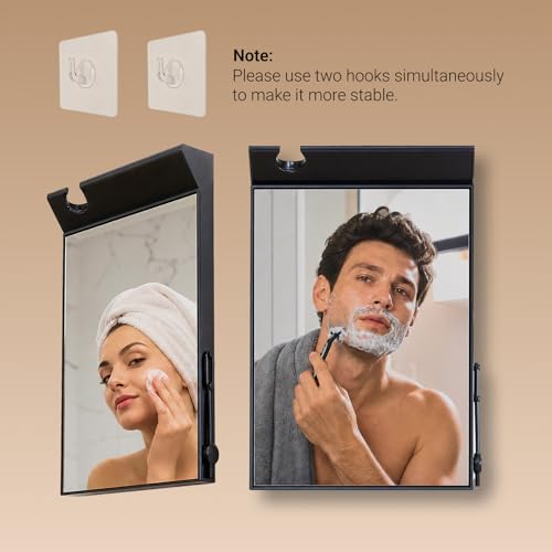 Fogless Shower Mirror for Shaving - Anti-Fog Bathroom Mirror with Razor Holder