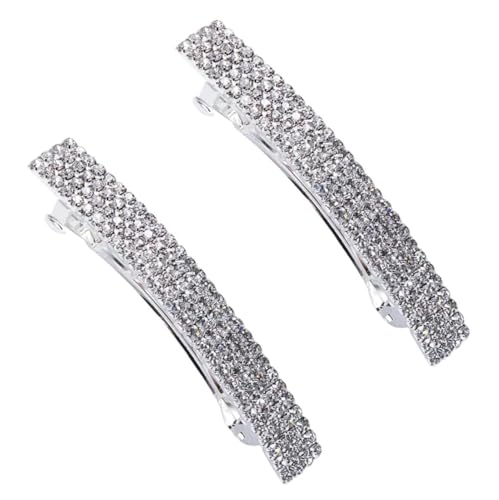 ZLmoue Silver Rhinestone Crystal Hair Clips 2-Piece Set