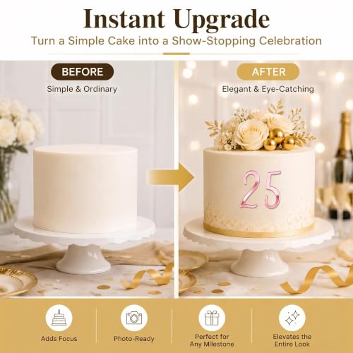 Rose Gold Acrylic Number Cake Toppers Set 0-9 Birthday Party Decor