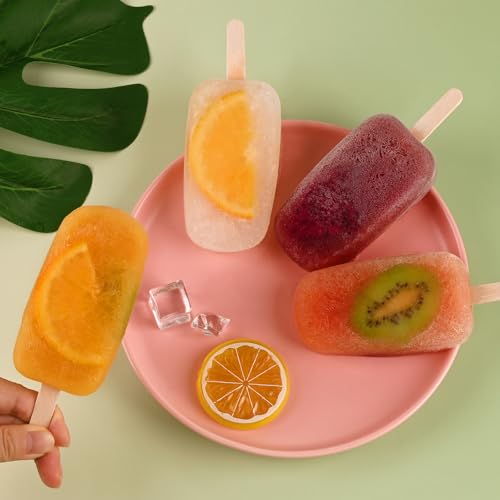 WMKGG Stackable Silicone Popsicle Molds with Lids, 4-Cavity Ice Pop Maker