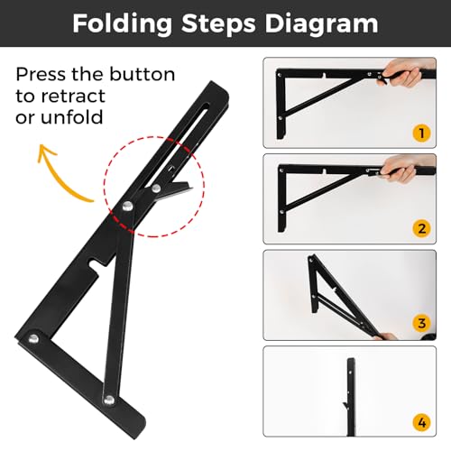 Dntorx 12 Inch Heavy Duty Folding Shelf Brackets - 2 Pack, Black