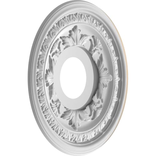 Ekena Millwork 13-inch Diameter Thermoformed PVC Ceiling Medallion - UltraCover Satin Smokey Beige, Fits Canopies up to 5-1/4"