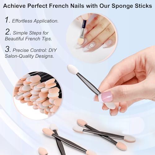 Honey Joy French Manicure Gel Nail Polish Set with 30 Sponges