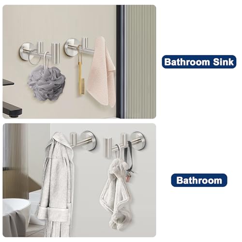 NearMoon Stainless Steel Double Towel Hook - Wall Mounted 2 Pack
