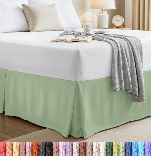 Utopia Bedding King Bed Skirt - 16 Inch Drop, Sage Microfiber
