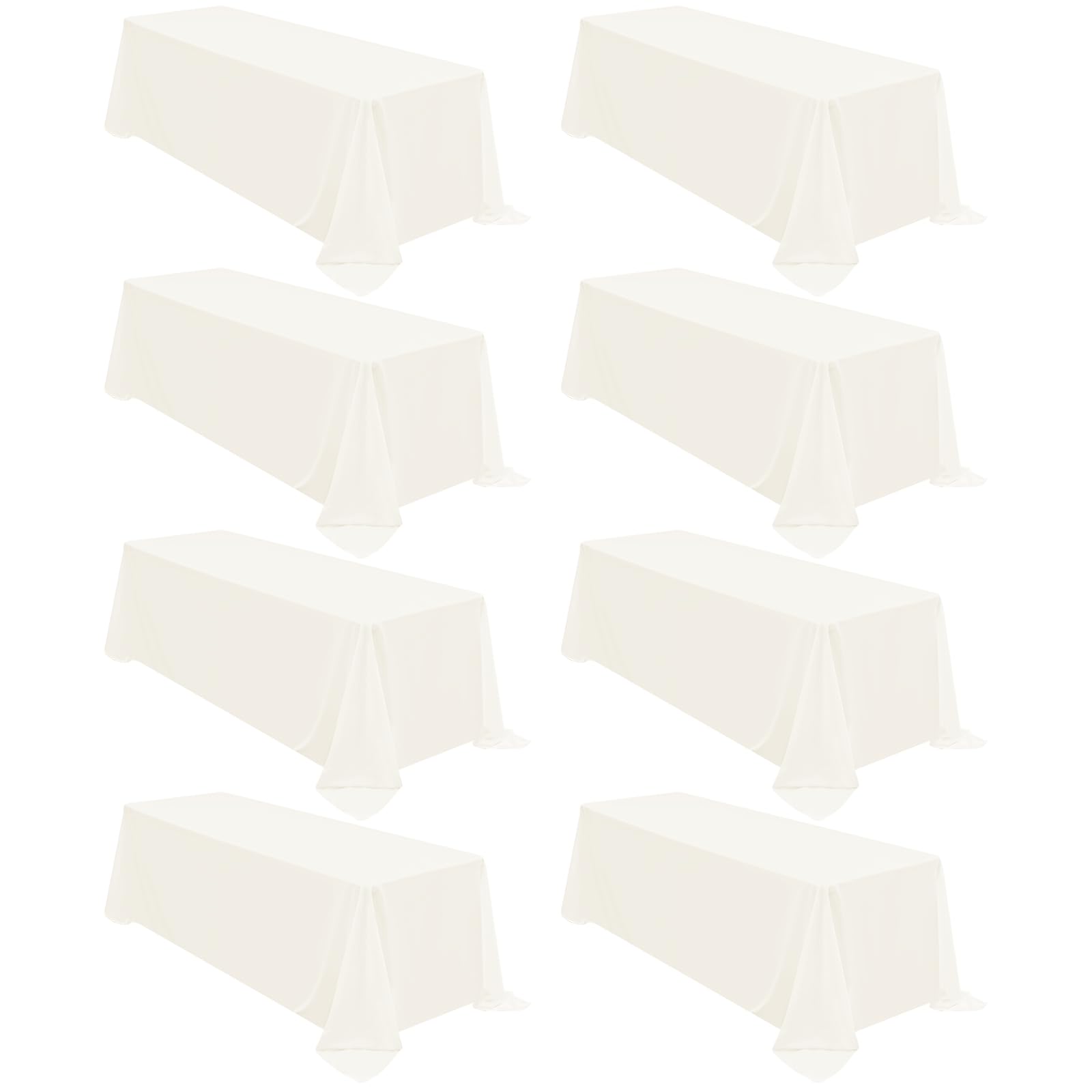 fani 8 Packs Tablecloth 90 x 156 Inch, Ivory Polyester Table-Cloth for 8ft Rectangle Tables, Stain and Wrinkle Resistant Washable Fabric Table Cover for Wedding Banquets Parties Buffet Dining